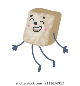 Funny Eraser or Rubber as Office Supply Humanized Character Jumping Vector Illustration