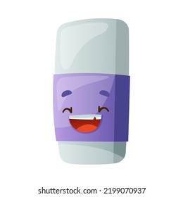 Funny Eraser as School Item with Smiling Face as Cartoon Education Supply Vector Illustration