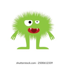 Funny Evil Fluffy Monster Isolated on White. Fantasy creatures and monsters concept vector art