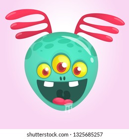 Funny excited alien character cartoon. Halloween vector illustration