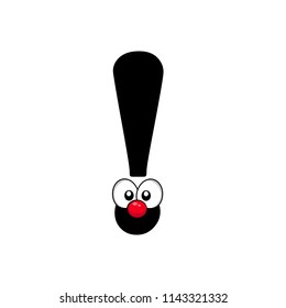 Funny exclamation mark with eyes, nose and mouth. designed for childern illustration.cartoon style