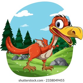 Funny Exotic Dinosaur Cartoon illustration