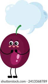 Funny exotic passion fruit mascot with empty speech bubble
