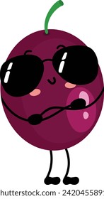 Funny exotic passion fruit mascot with sunglasses
