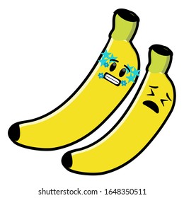 Funny expression banana icon vector illustration