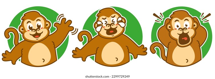 paquete de etiquetas de mono de expresión divertida