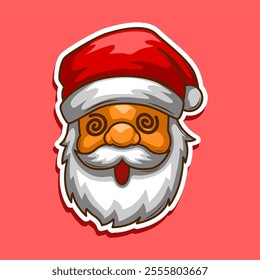 funny expression santa claus dizzy red hat vector illustration