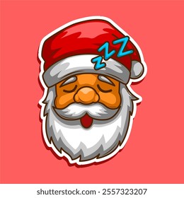 funny expression santa claus sleeping vector illustration