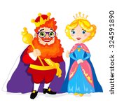Funny extravagant red-bearded King and Her Majesty the Queen