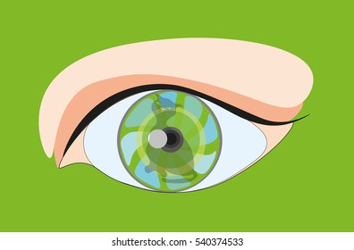 funny eye with black cat in reflection