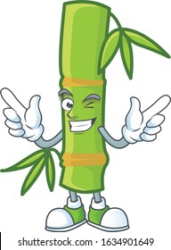 Funny face bamboo stick cartoon character style with Wink eye