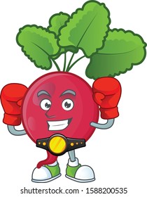 Funny Face Boxing red radish cartoon character design