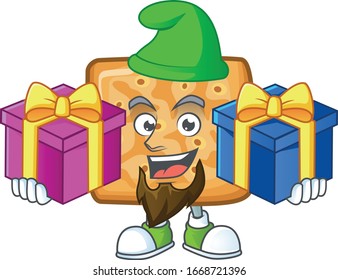 Funny face cartoon design of crackers with tongue out