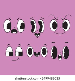 Funny face cartoon pack, expression art, emotion design, comic character,fun graphic