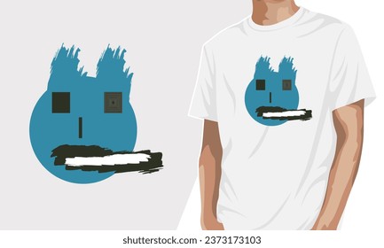 funny face of a cartoon t-shirt design, ready to print