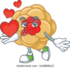 Funny Face chinese gold flower cartoon character holding a heart
