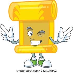 Funny face chinese gold scroll cartoon character style with Wink eye