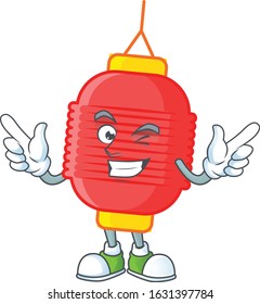 Funny face chinese lantern cartoon character style with Wink eye
