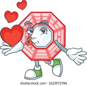 Funny Face chinese square feng sui cartoon character holding a heart