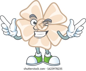 Funny face chinese white flower cartoon character style with Wink eye