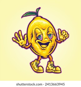 Funny face citrus lemon laughter vector illustrations for your work logo, merchandise t-shirt, stickers and label designs, poster, greeting cards advertising business company or brands