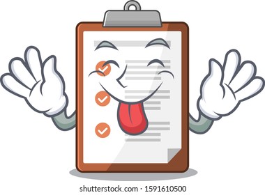 Funny face clipboard Scroll mascot design with Tongue out