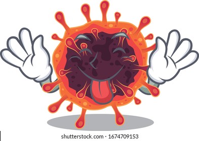 Funny face corona virus zone mascot design style with tongue out