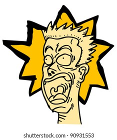 Funny face of crazy head