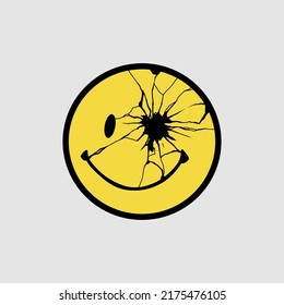 funny face with damaged eye.vector illustration.stylized image.yellow and black elements on a white background.modern typography design perfect for web design,social media,t shirt,poster,banner,etc