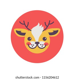 Funny face of a deer.  Vector cartoon illustration. Isolated. 
