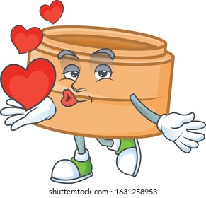 Funny Face dimsum basket cartoon character holding a heart