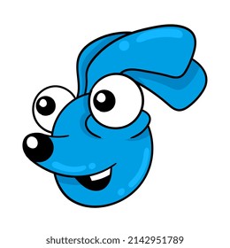 lustige Gesicht Hund Kopf mit großen Augen, Vektorgrafik. doodle Symbol Bild kawaii.