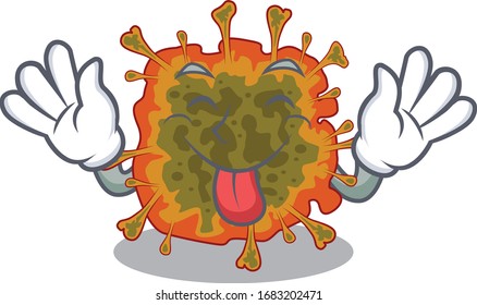 Funny face duvinacovirus mascot design style with tongue out