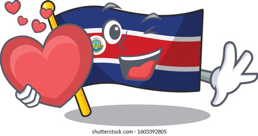 Funny Face flag costa rica Scroll cartoon character With heart