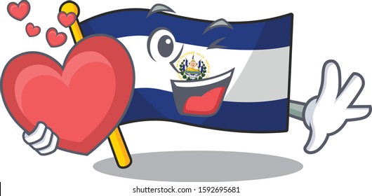 Funny Face flag el salvador Scroll cartoon character With heart