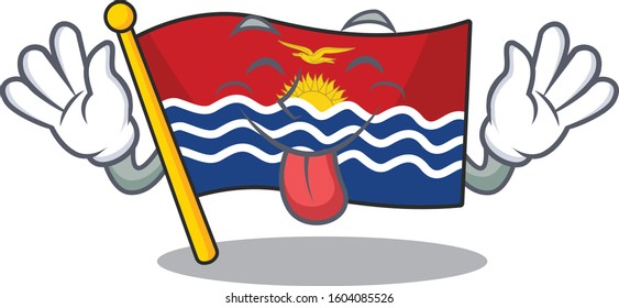 Funny face flag kiribati Scroll mascot design with Tongue out