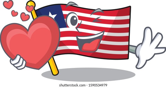 Funny Face flag liberia Scroll cartoon character With heart