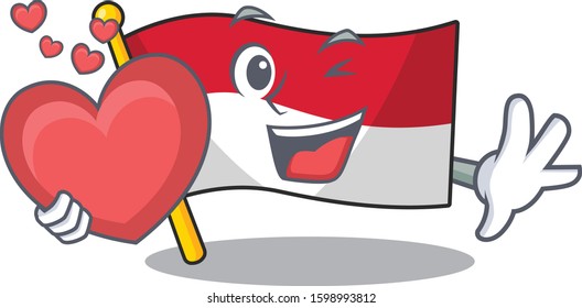 Funny Face flag monaco Scroll cartoon character With heart