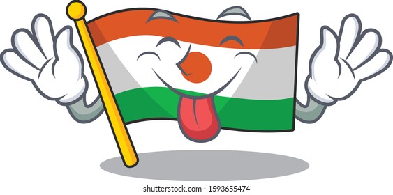 Funny face flag niger Scroll mascot design with Tongue out