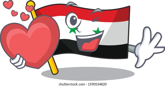 Funny Face flag syria Scroll cartoon character With heart