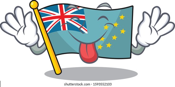 Funny face flag tuvalu Scroll mascot design with Tongue out