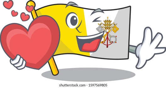 Funny Face flag vatican city Scroll cartoon character With heart