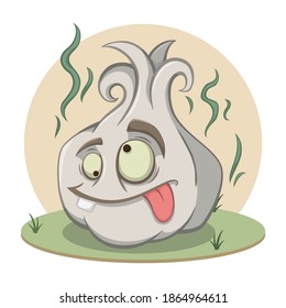 Funny Face Garlic Cartoon Character