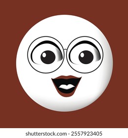 Funny face with glasses. Vector illustration