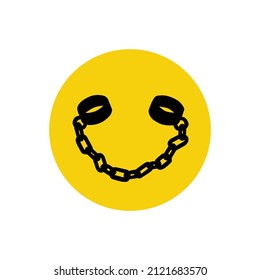 funny face with handcuffs. vector illustration on a white background.modern typpography ddesign.image perfect for social media,web design,poster,banner,greeting card,sticker and different uses
