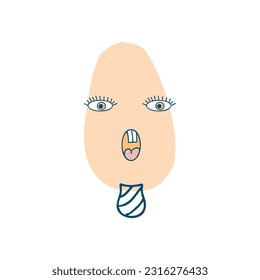 Funny face ice cream popsicle character with doodle eyes in retro style. Perfect print for tee, sticker, poster. Modern vector illustration for decor and design.
