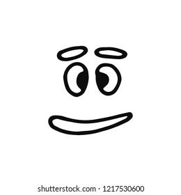 Funny face icon. sketch isolated object black.
