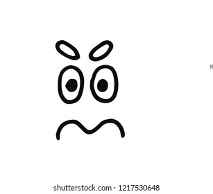 Funny face icon. sketch isolated object black.