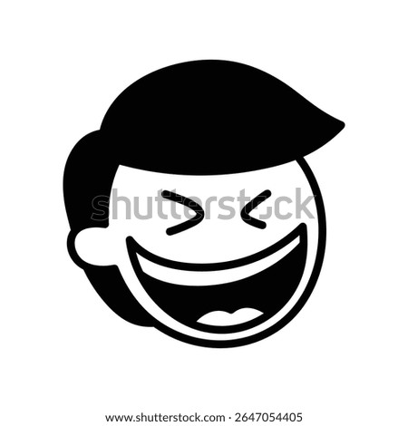 Funny face laughing design vector on white background. Smile icon. Eps 10.