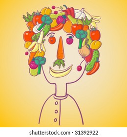 Funny face made of healthy food